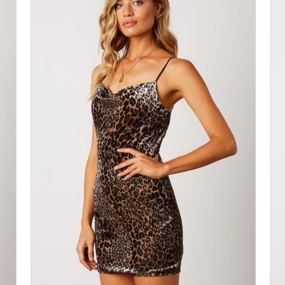 CLEARANCE Leopard Print Mini Dress Lace Up Back